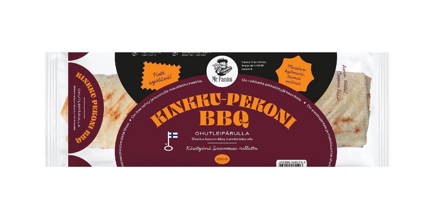 Mr. Panini kinkku-pekoni-BBQ ohutleipärulla 250 g