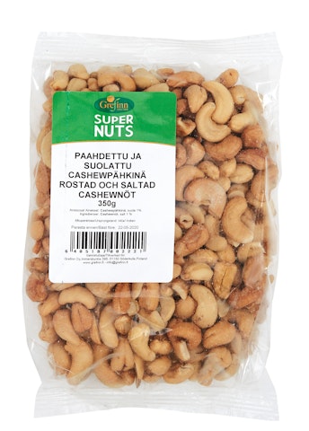 Grefinn Super Nuts Paahdettu ja suolattu Cashewpähkinä 350g
