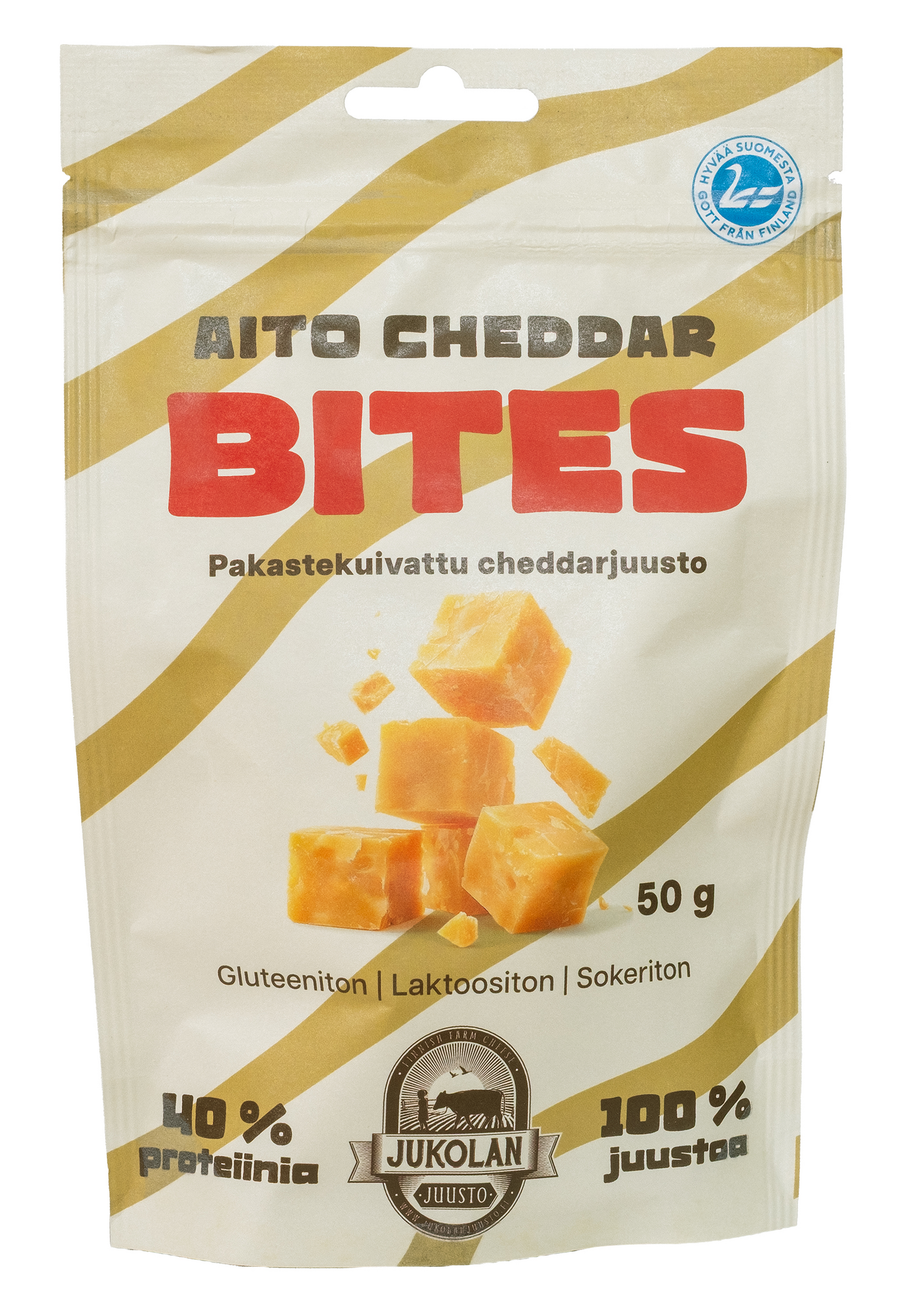 Jukolan Juusto Aito Cheddar Bites 50 g pakastekuivattu cheddarjuusto