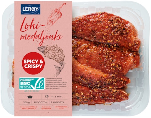 Lerøy lohimedaljonki spicy&crispy ASC 300g