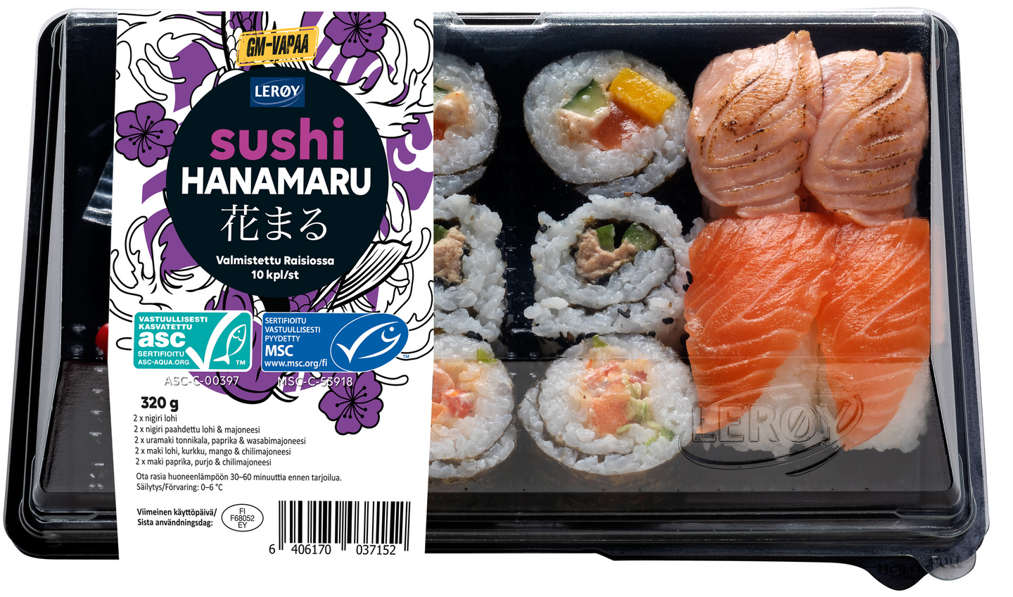 Lerøy sushi Hanamaru 10 kpl 320g ASC MSC | K-Ruoka Verkkokauppa