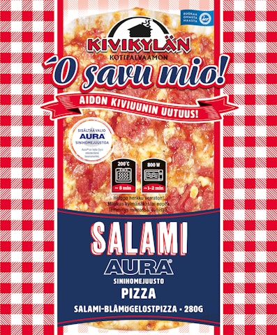 Kivikylän salami-aurajuusto pizza 280g