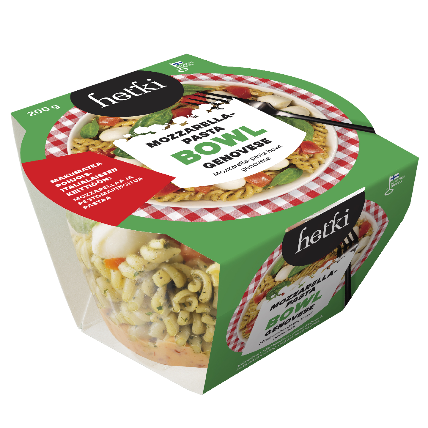 Fresh Hetki mozzarella-pasta bowl genovese 200g