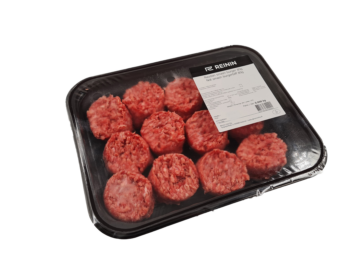 Reinin Naudan Smash Burgerpihvi 12x80g pakaste