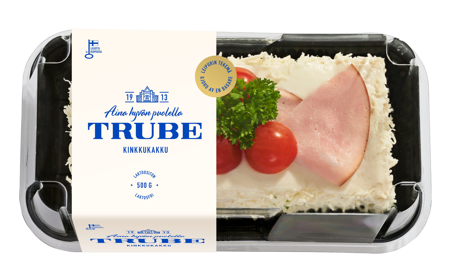 Trube Kinkkukakku 500g kinkku-tuorejuustotäytteinen voileipäkakku