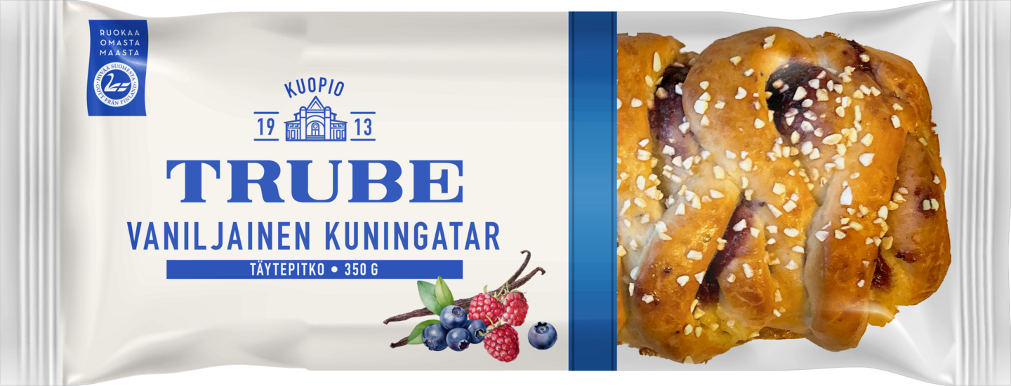 Trube vanilja-Kuningatar täytepitko 350g mustikka-vadelmatäytteinen pitko