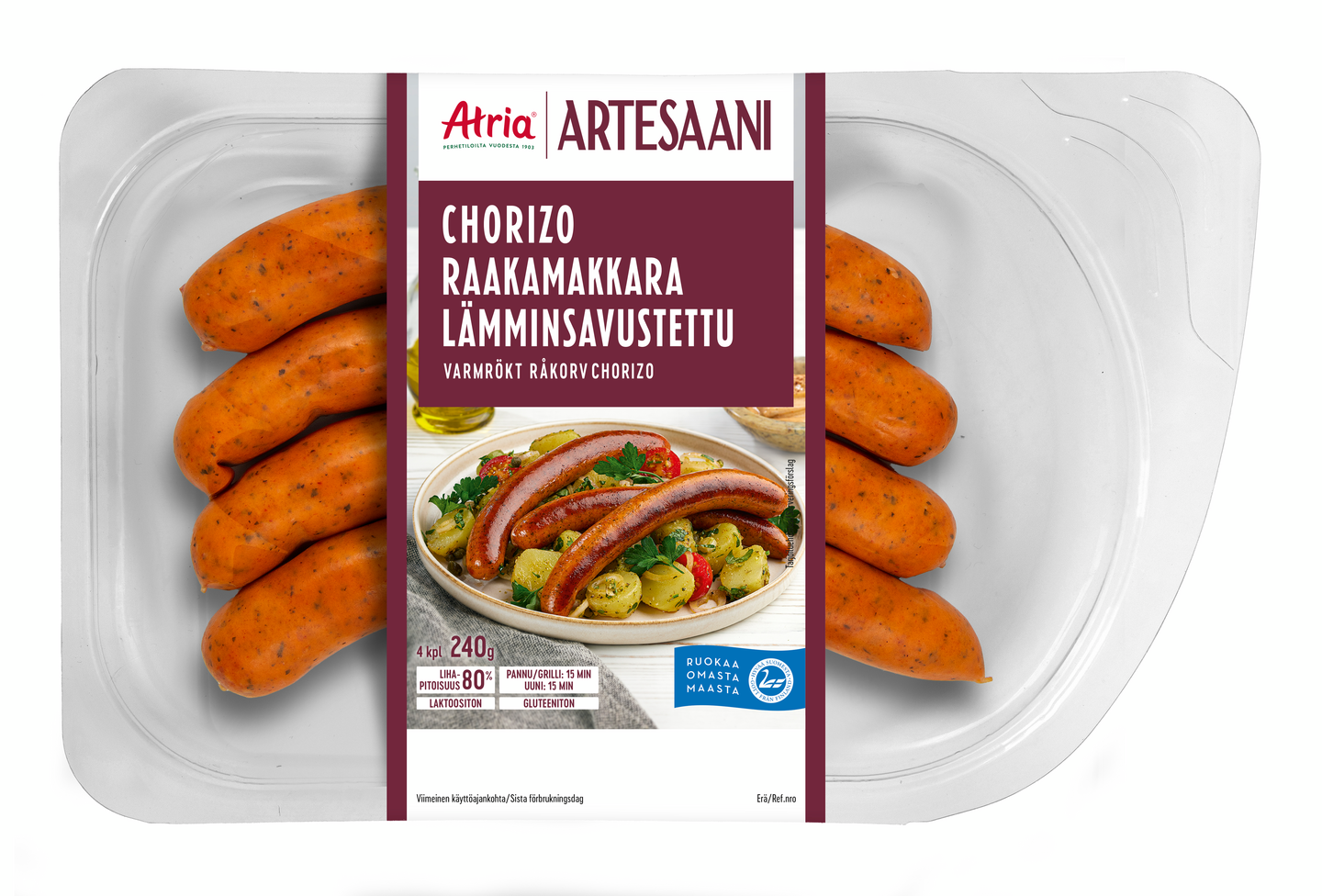 Atria Artesaani Lämminsavustettu Raakamakkara Chorizo 240g