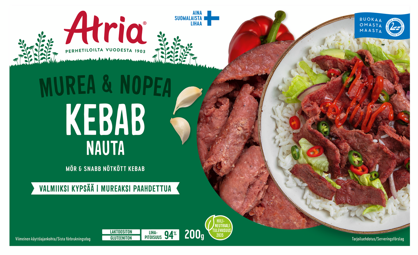 Atria Murea & Nopea Nauta Kebab 200g | K-Ruoka Verkkokauppa