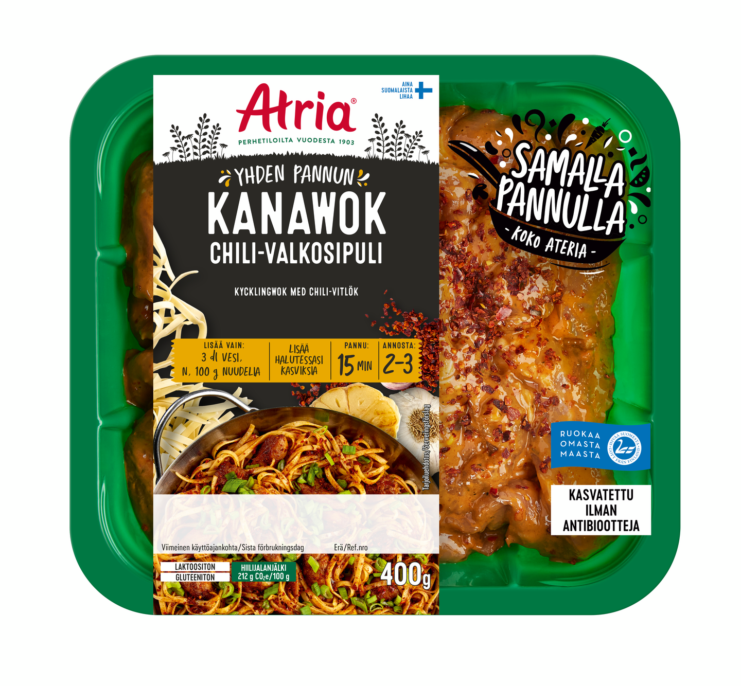 Atria Yhden pannun kanawok chili-valkosipuli 400 g