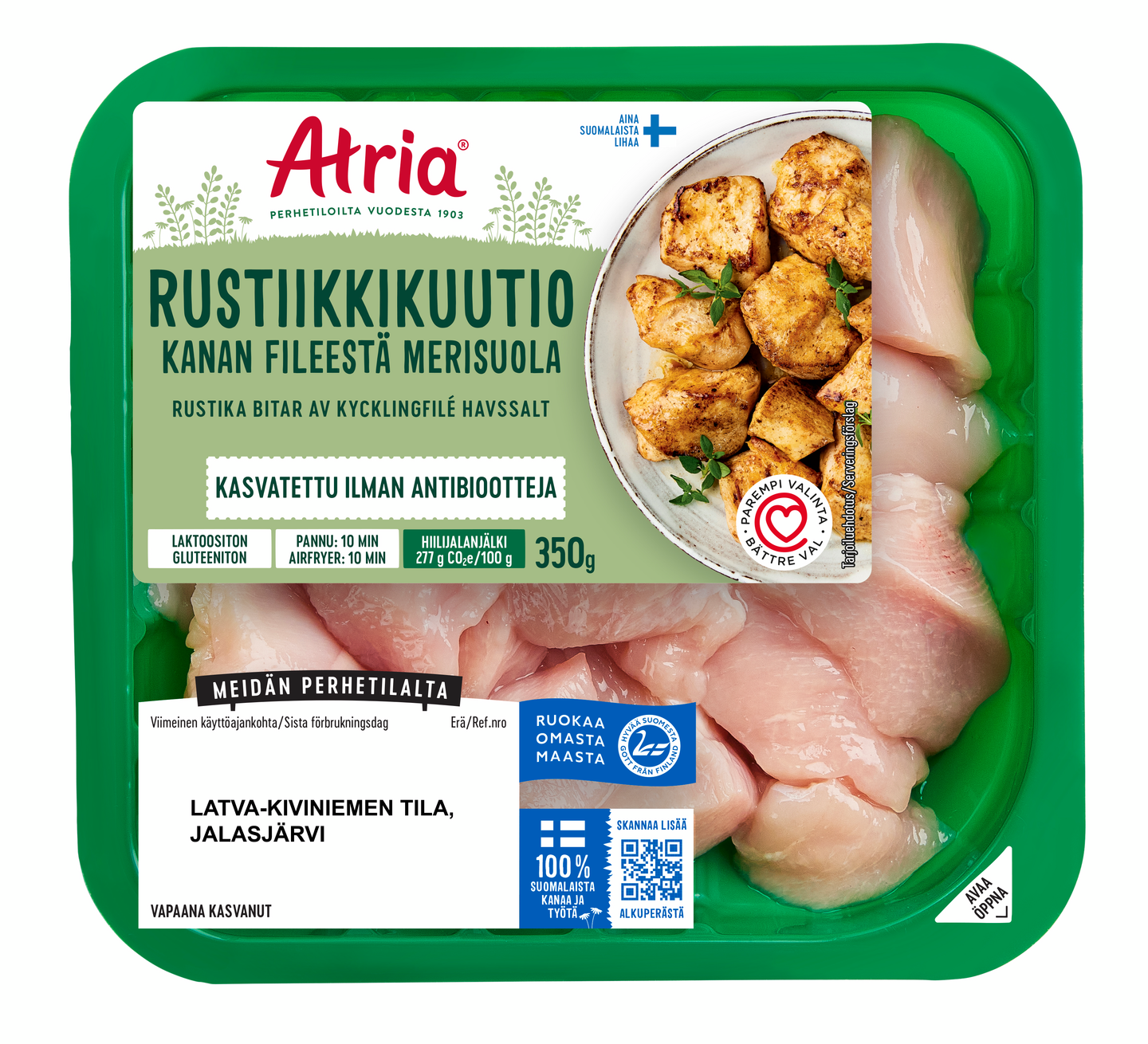 Atria perhetilan kana mehevä rustiikkikuutio fileestä 350g