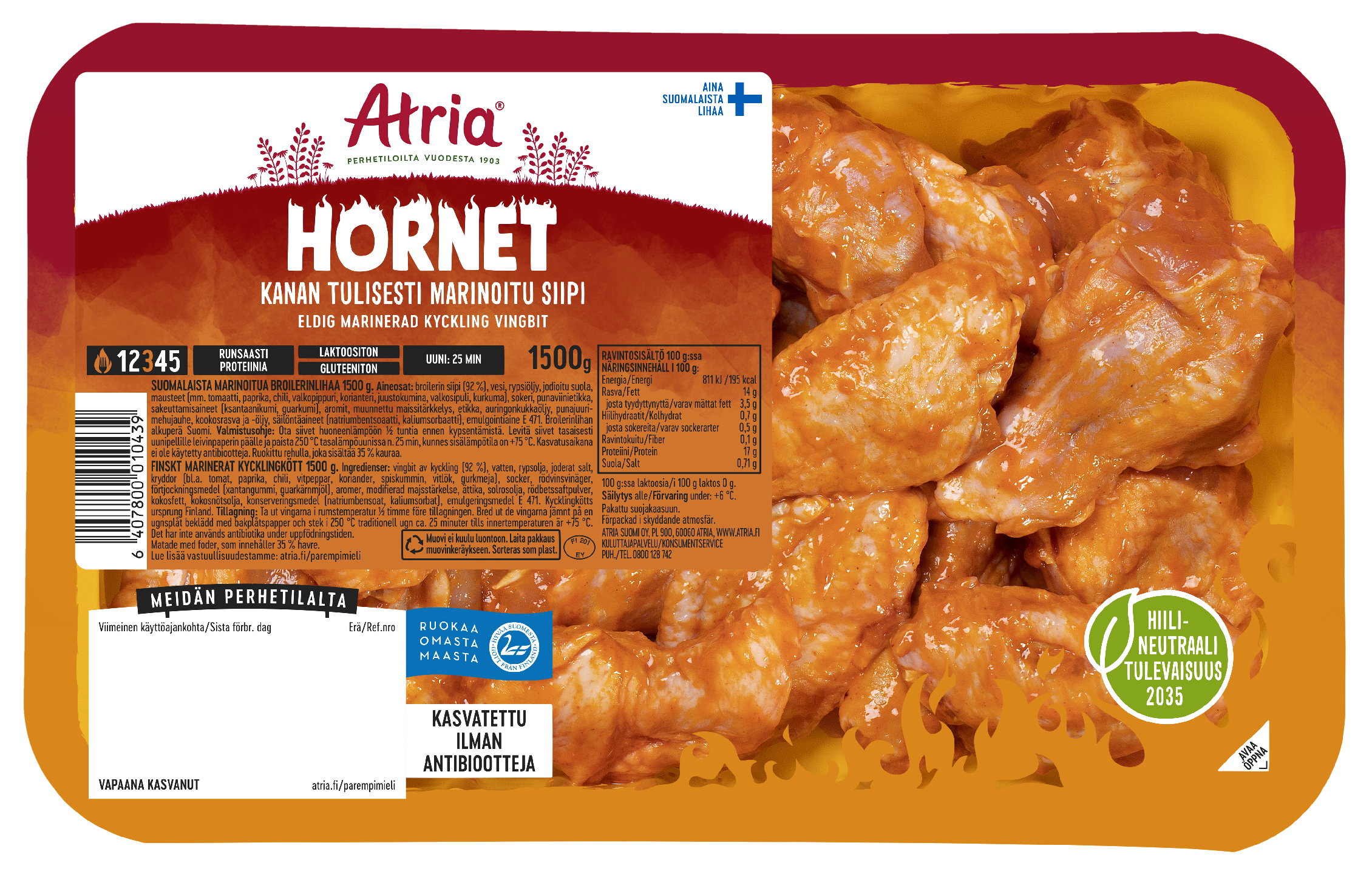 Atria Kanan Hornet Tulisesti Marinoitu Siipi 1500g