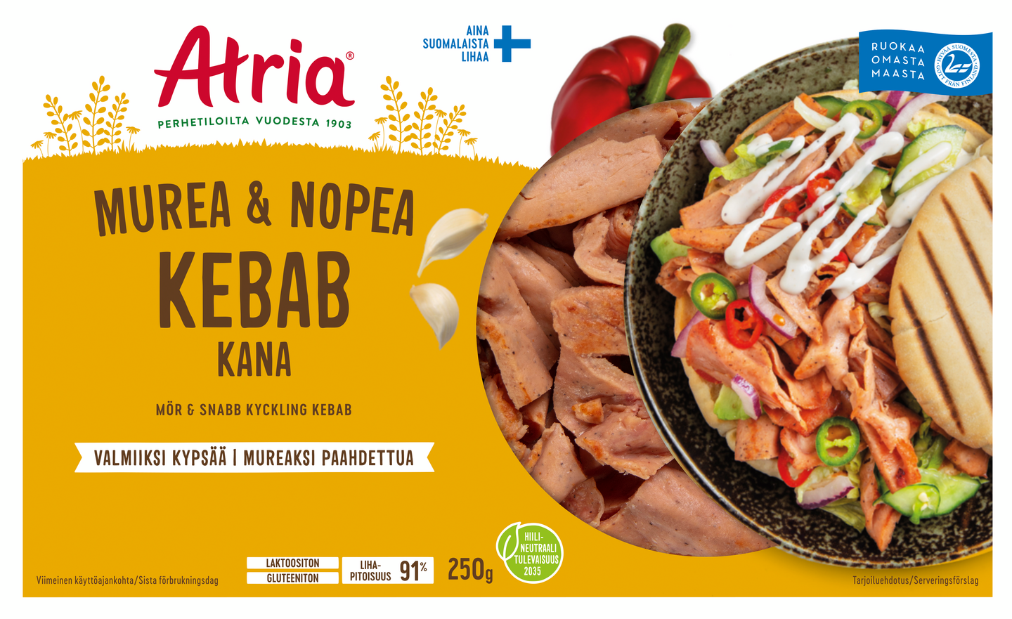 Atria Murea & Nopea Kana Kebab 250g | K-Ruoka Verkkokauppa