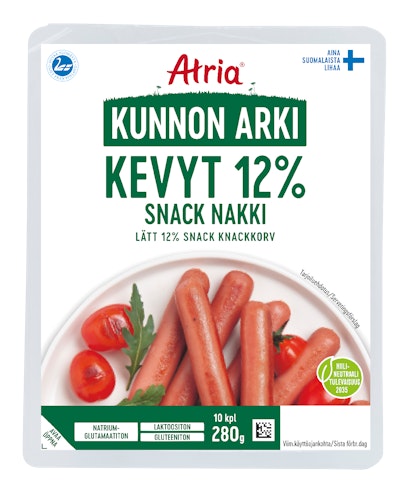 Atria Kunnon Arki Kevyt 12% Snack Nakki 280g | K-Ruoka Verkkokauppa