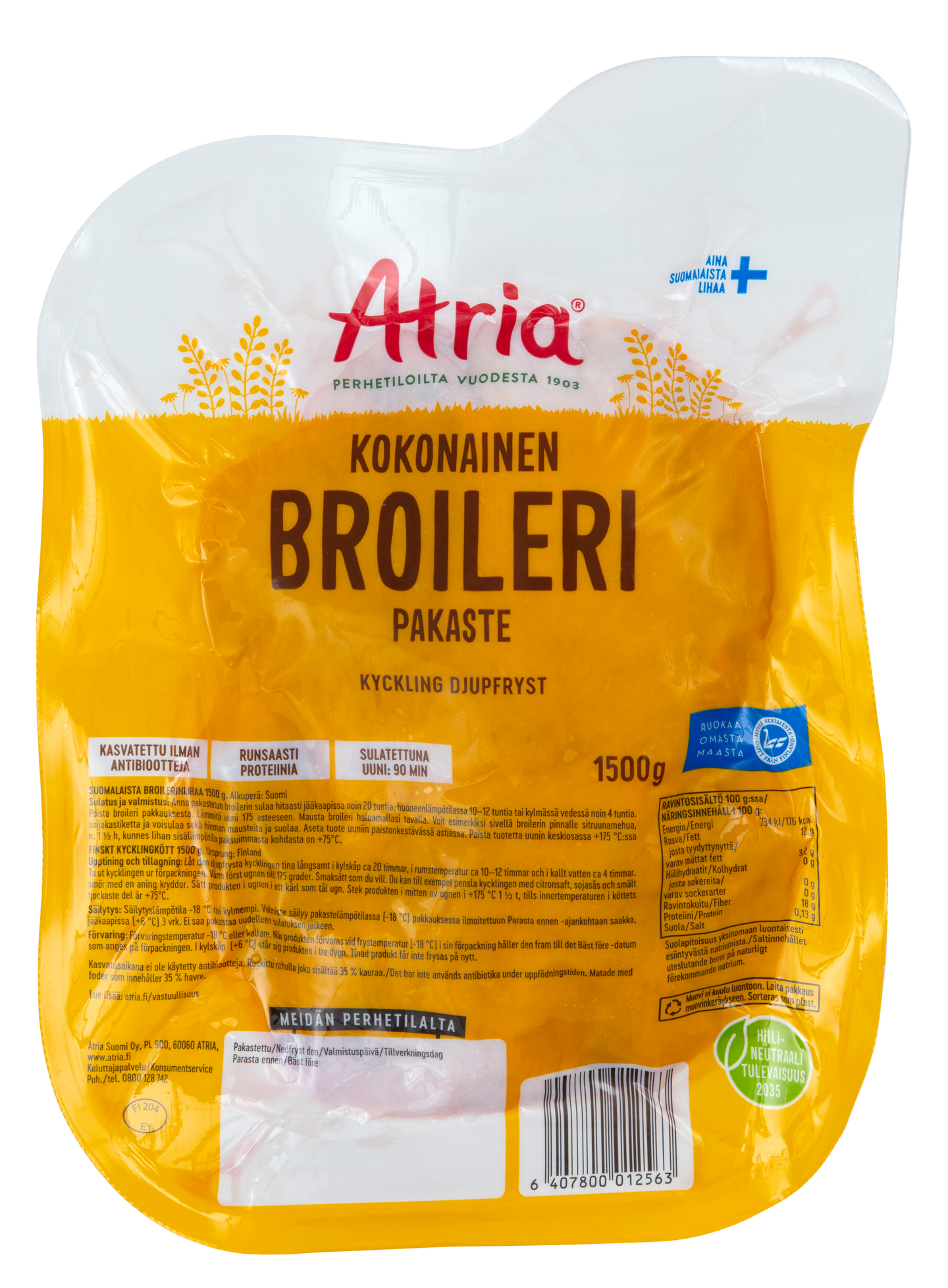 Atria kokonainen broileri 1500 g pakaste