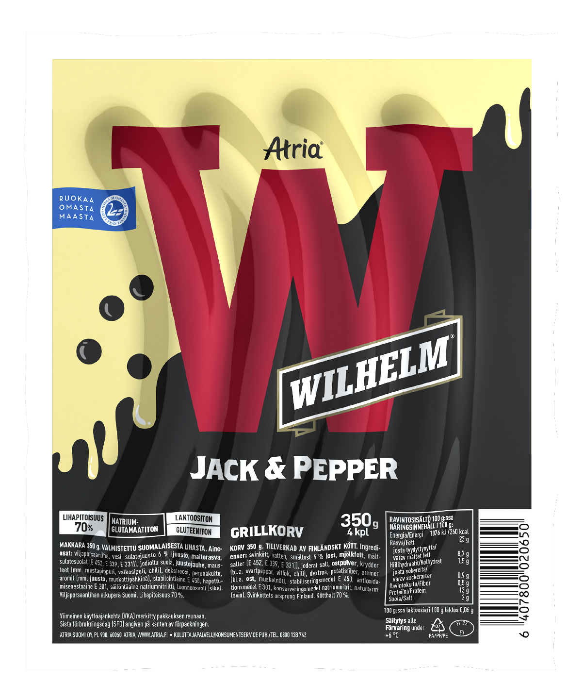 Atria Wilhelm Jack&Pepper Grillimakkara 350g