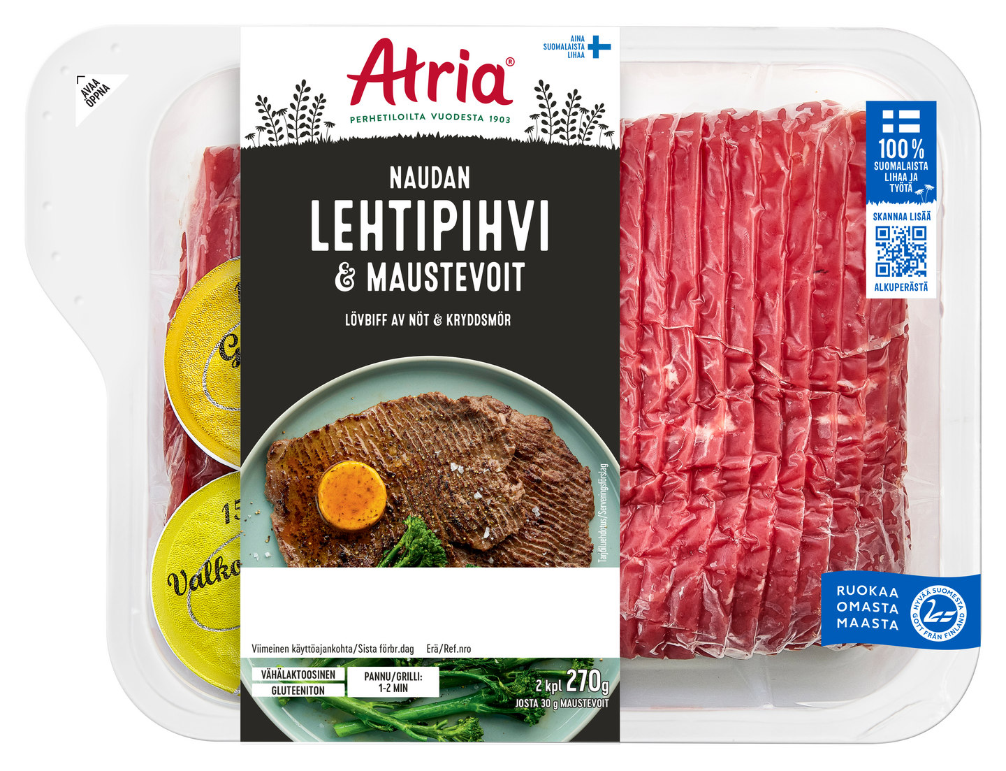 Atria Naudan lehtipihvi ja maustevoit 270g