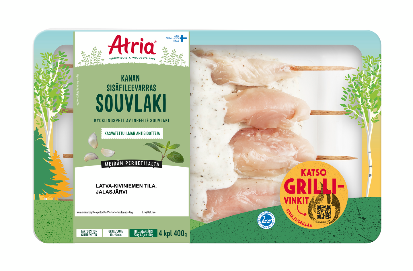 Atria Kanan sisäfileevarras Souvlaki 400 g