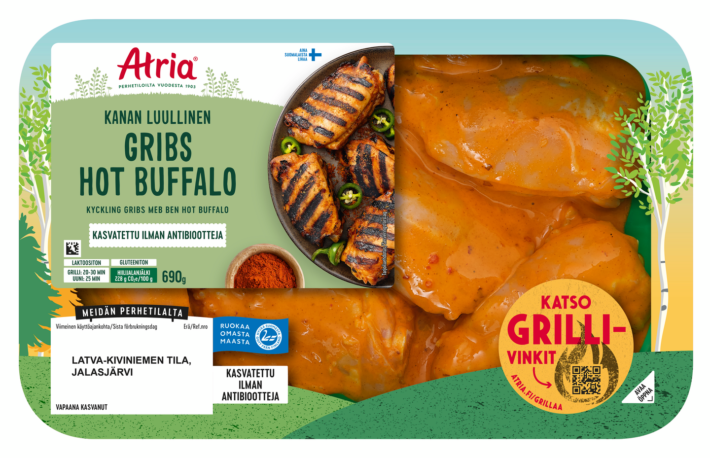 Atria kanan gribs hot buffalo 690 g