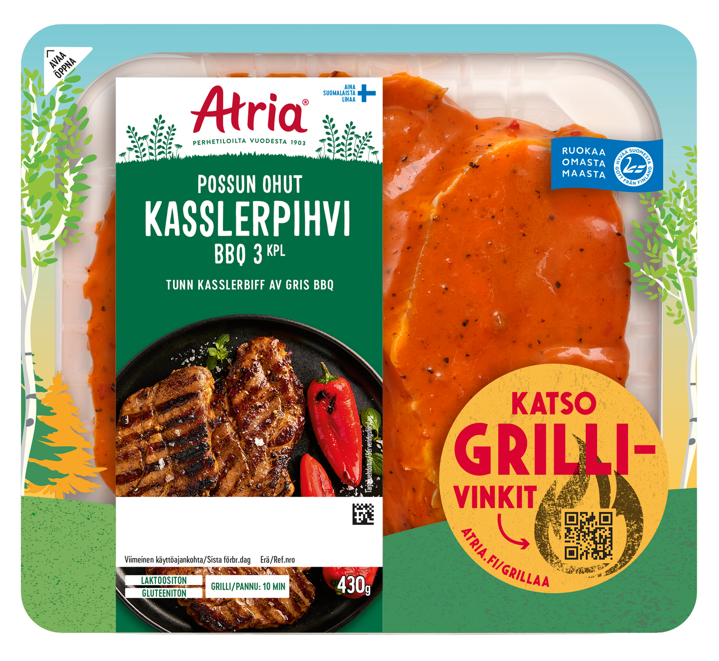 Atria possun ohut kasslerpihvi BBQ 430 g