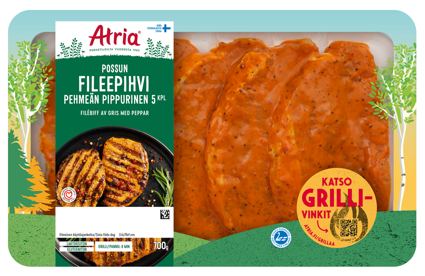 Atria possun fileepihvi pehmeän pippurinen 700 g