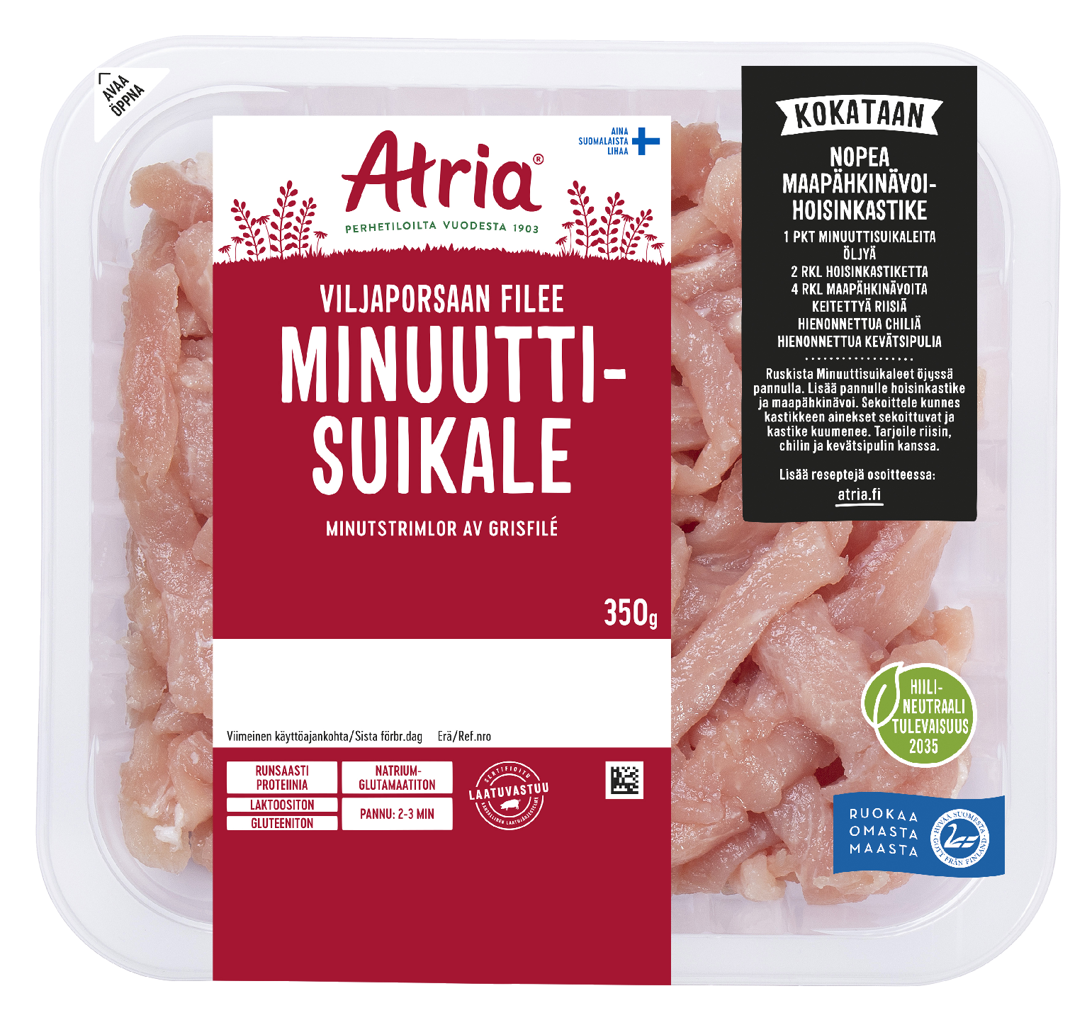 Atria viljaporsaan filee minuuttisuikale 350g