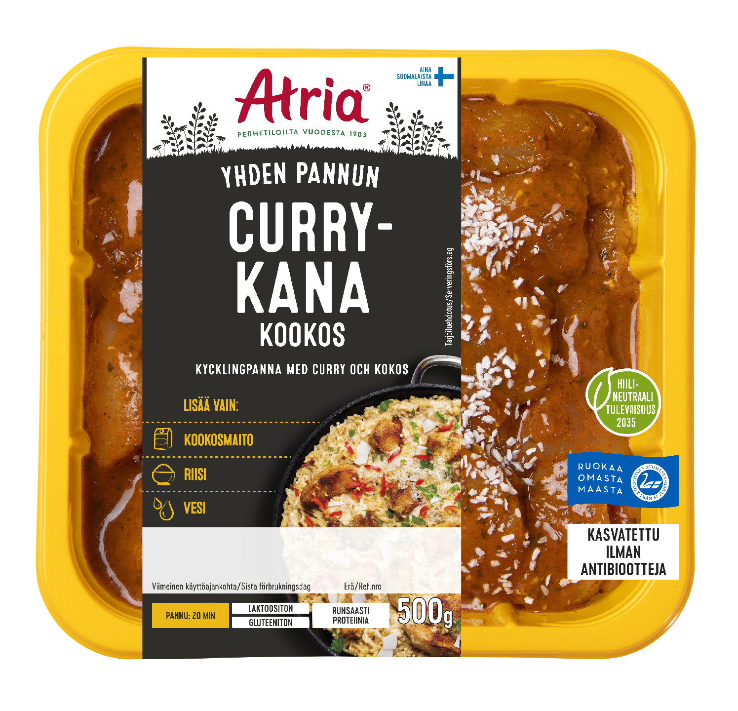 Atria Yhden Pannun Currykana Kookos 500g K Ruoka