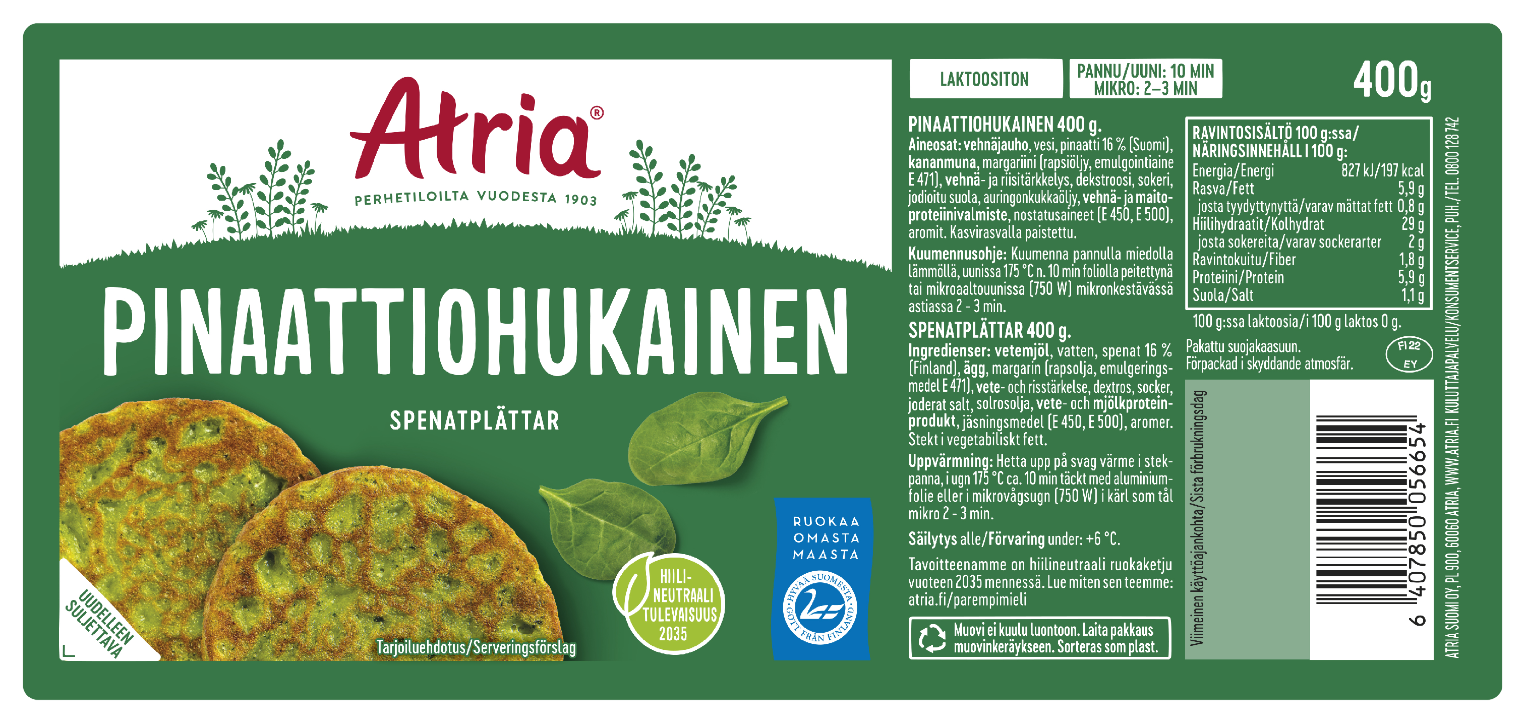 Atria pinaattiohukainen 400g