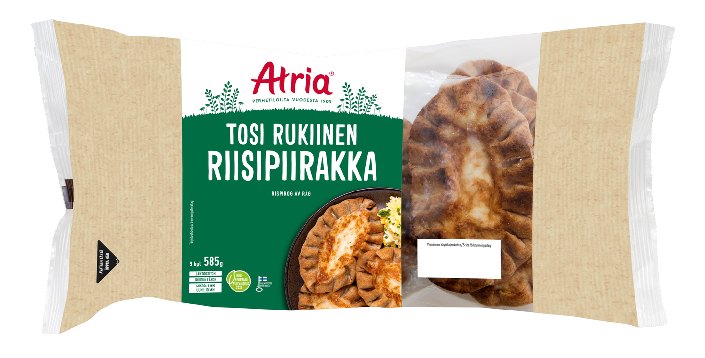 Atria tosi rukiinen riisipiirakka 9kpl 585g