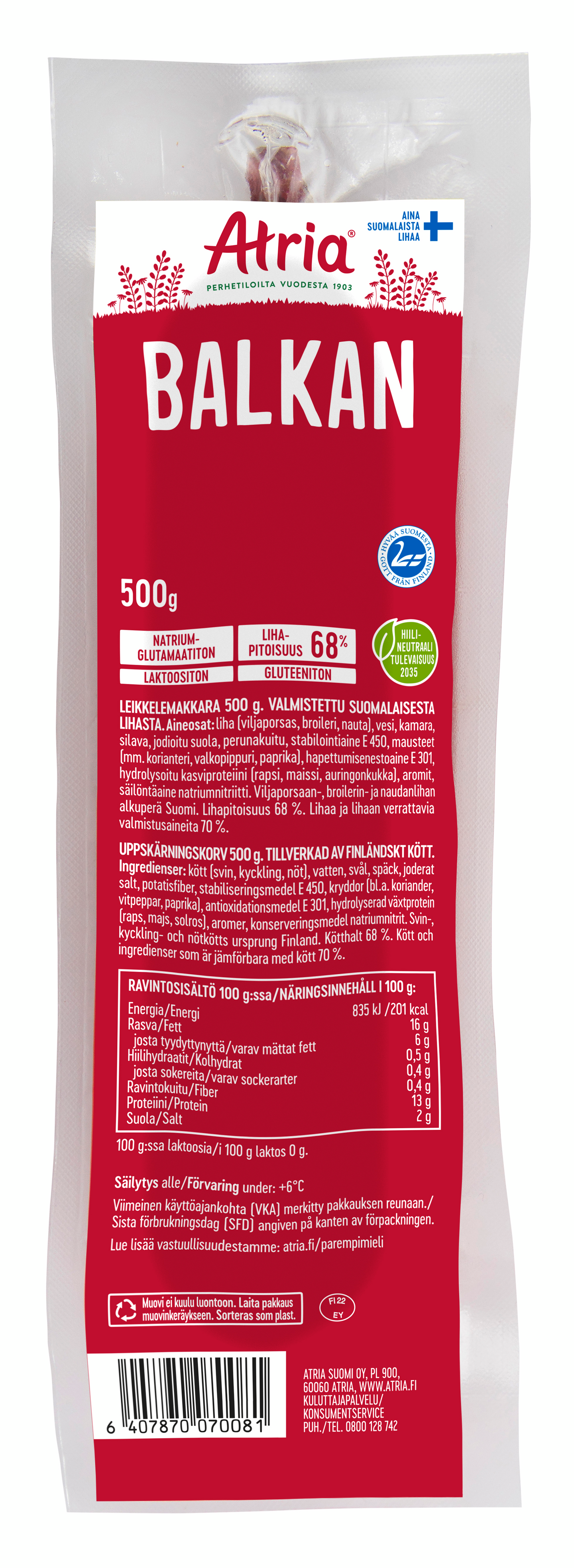 Atria 500g Balkan makkara tanko