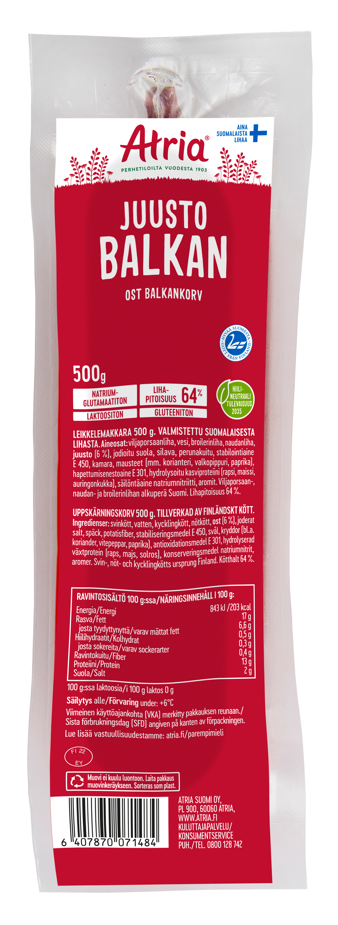 Atria Juusto Balkan Makkaratanko 500g