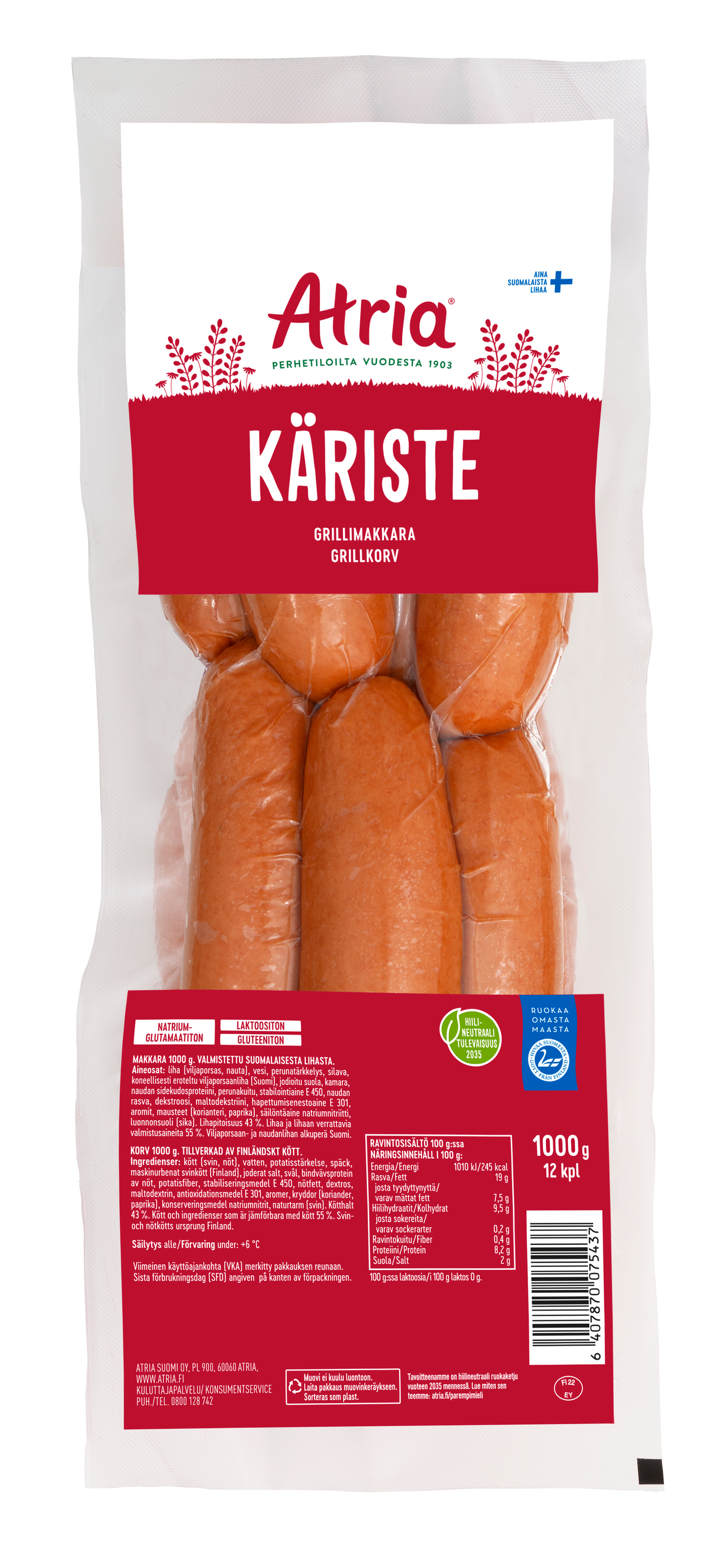 Atria käriste grillimakkara 1kg