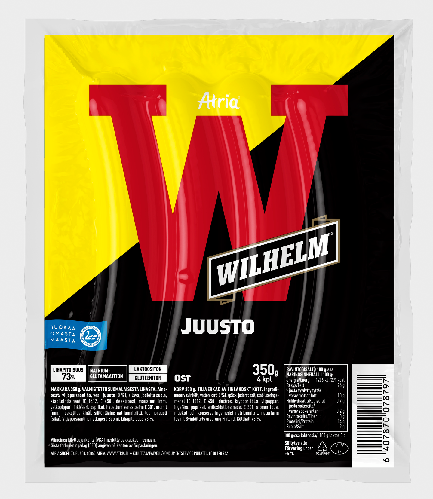 Atria Wilhelm Juustogrillimakkara 350g