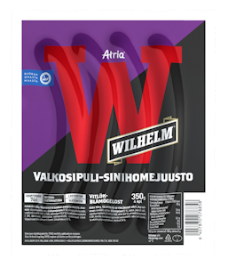 Atria Wilhelm Valkosipuli-sinihomejuusto grillimakkara 350g