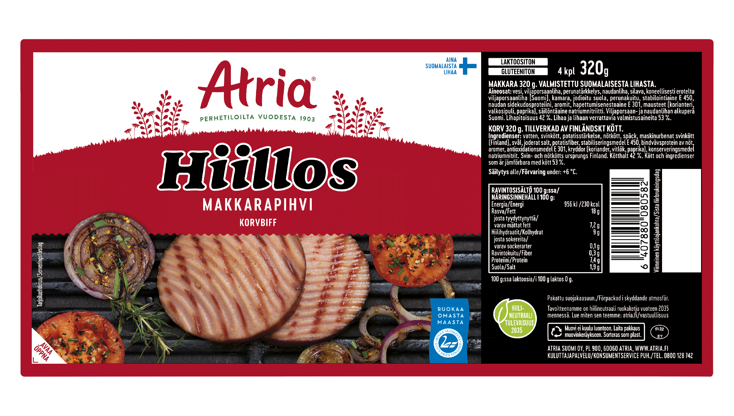 Atria Hiillos Makkarapihvi 320g