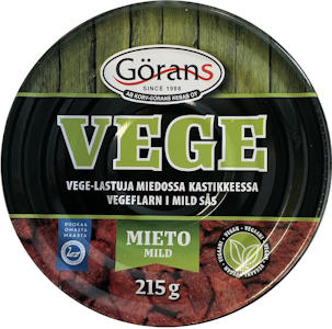 Görans Vegelastu miedossa kastikkeessa 215g