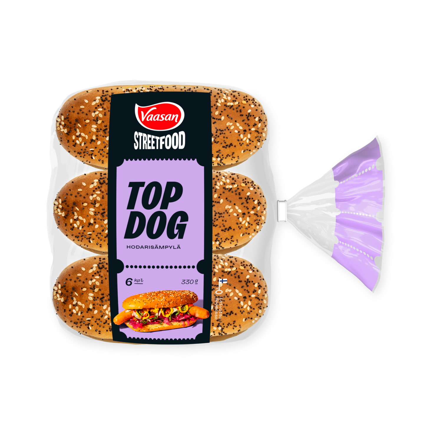 Vaasan Street Food Top Dog hodarisämpylä 6kpl/330g