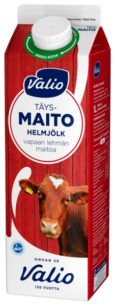 Valio vapaan lehmän täysmaito 1l