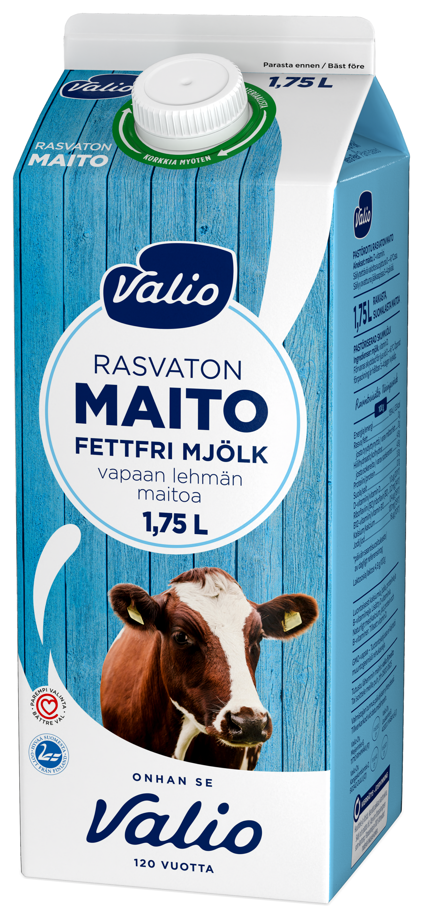 Valio vapaan lehmän rasvaton maito 1,75l