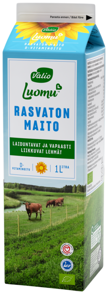 Valio Luomu D-vitaminoitu rasvaton maito 1l