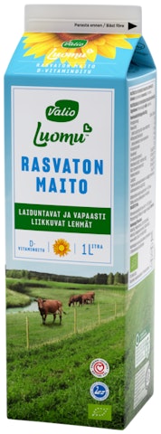 Valio Luomu D-vitaminoitu rasvaton maito 1l