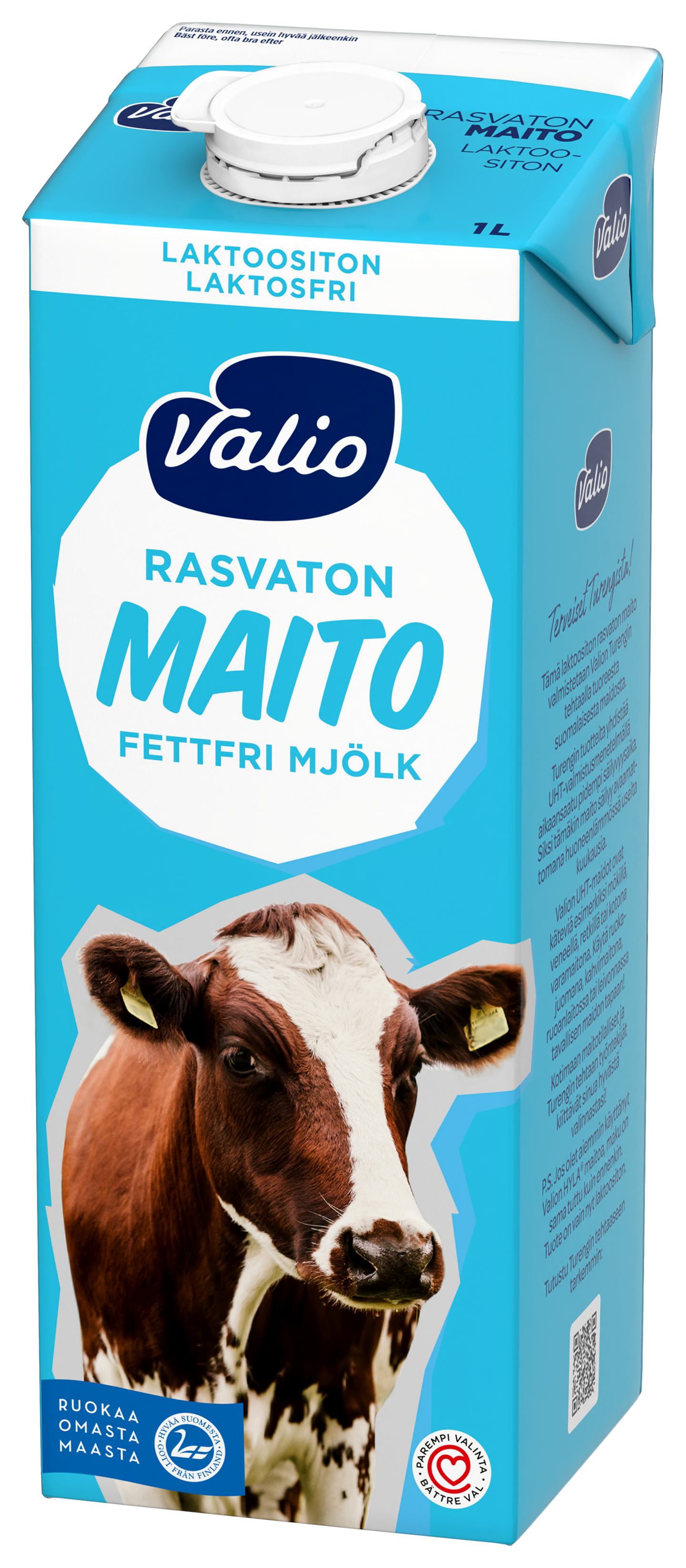 Valio rasvaton maito 1l laktoositon UHT