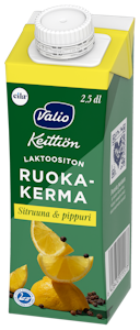 Valio Keittiön maustettu ruokakerma 2,5 dl sitruuna&pippuri laktoositon UHT