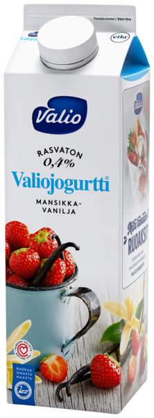 Valiojogurtti 1kg mansikka-vanilja rasvaton laktoositon