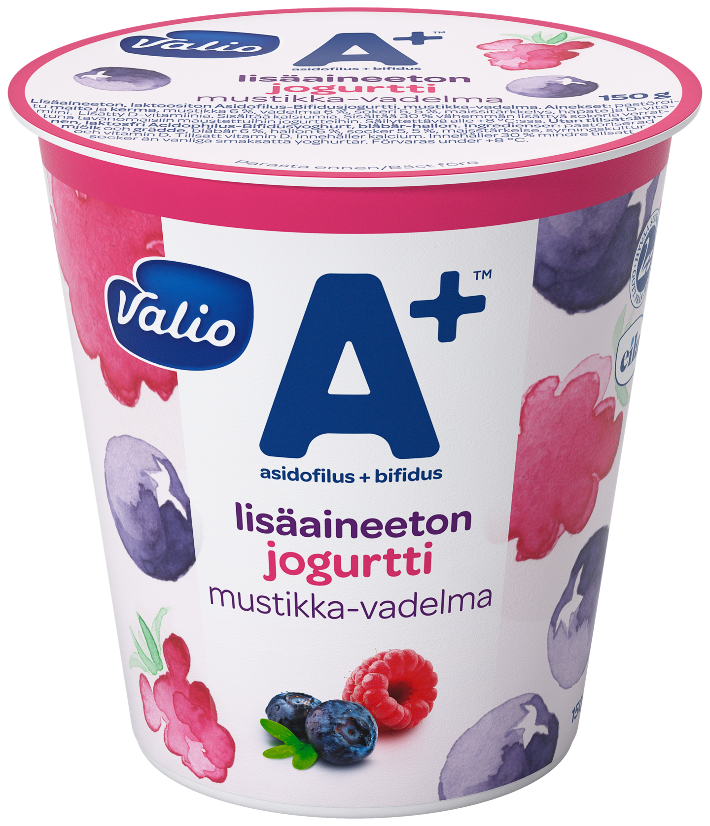 Valio A+™ jogurtti 150 g mustikka-vadelma lisäaineeton laktoositon