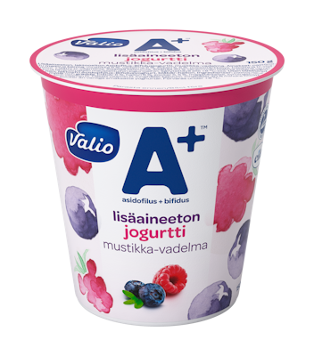 Valio A+™ jogurtti 150 g mustikka-vadelma lisäaineeton laktoositon