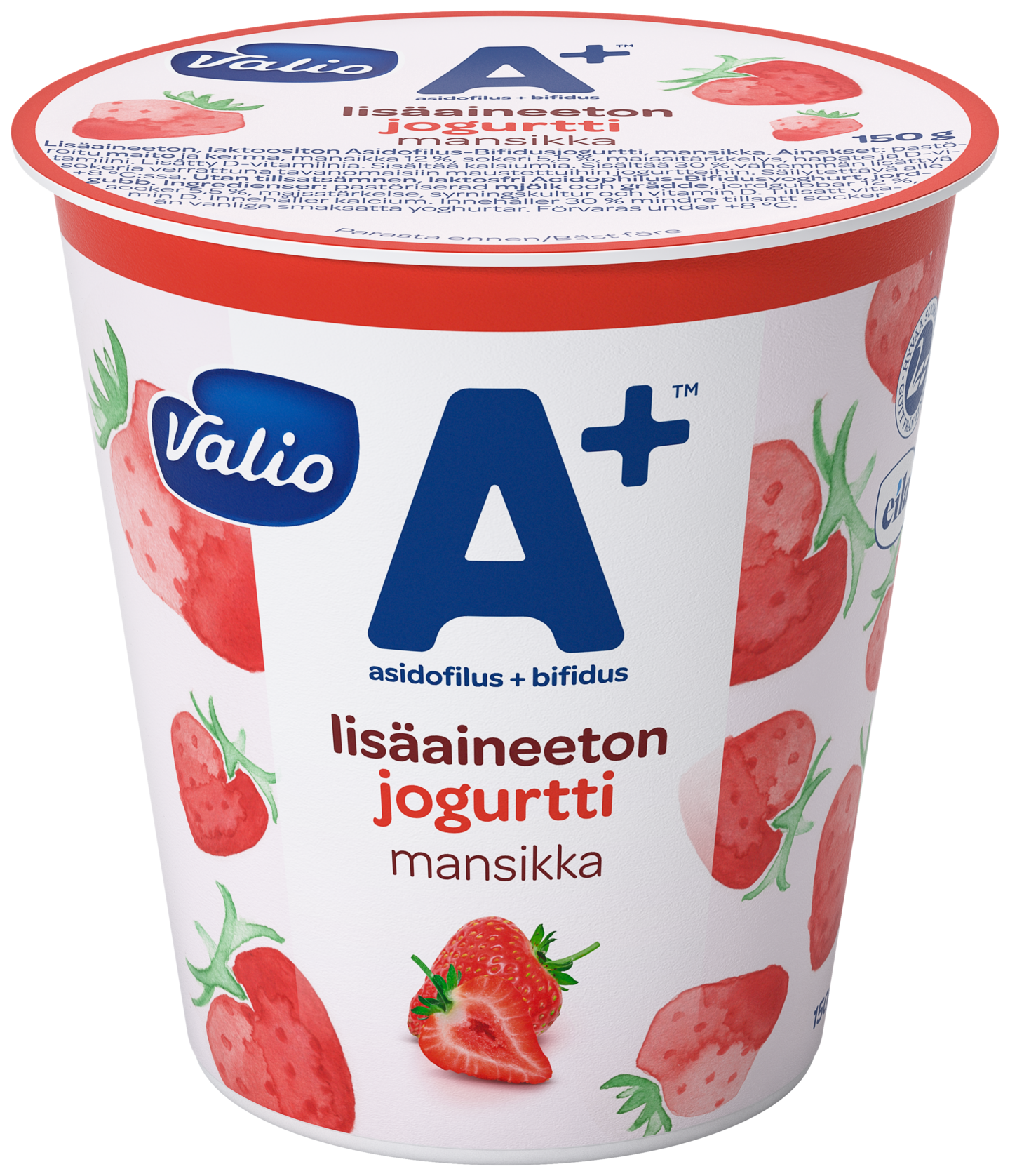 Valio A+ jogurtti 150 g mansikka lisäaineeton laktoositon