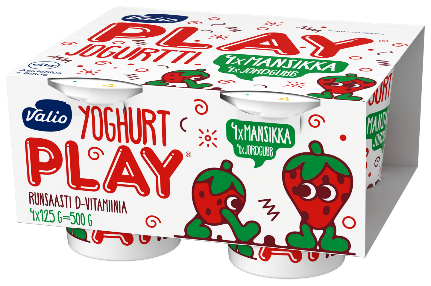 Valio Play jogurtti 4x125g mansikka laktoositon