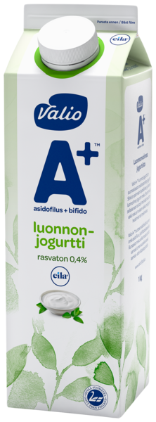 Valio A+ jogurtti 1kg maustamaton rasvaton laktoositon