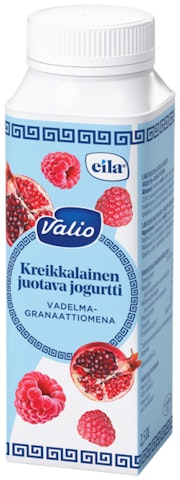 Valio kreikkalainen juotava jogurtti 2,5dl vadelma-granaattiomena laktoositon