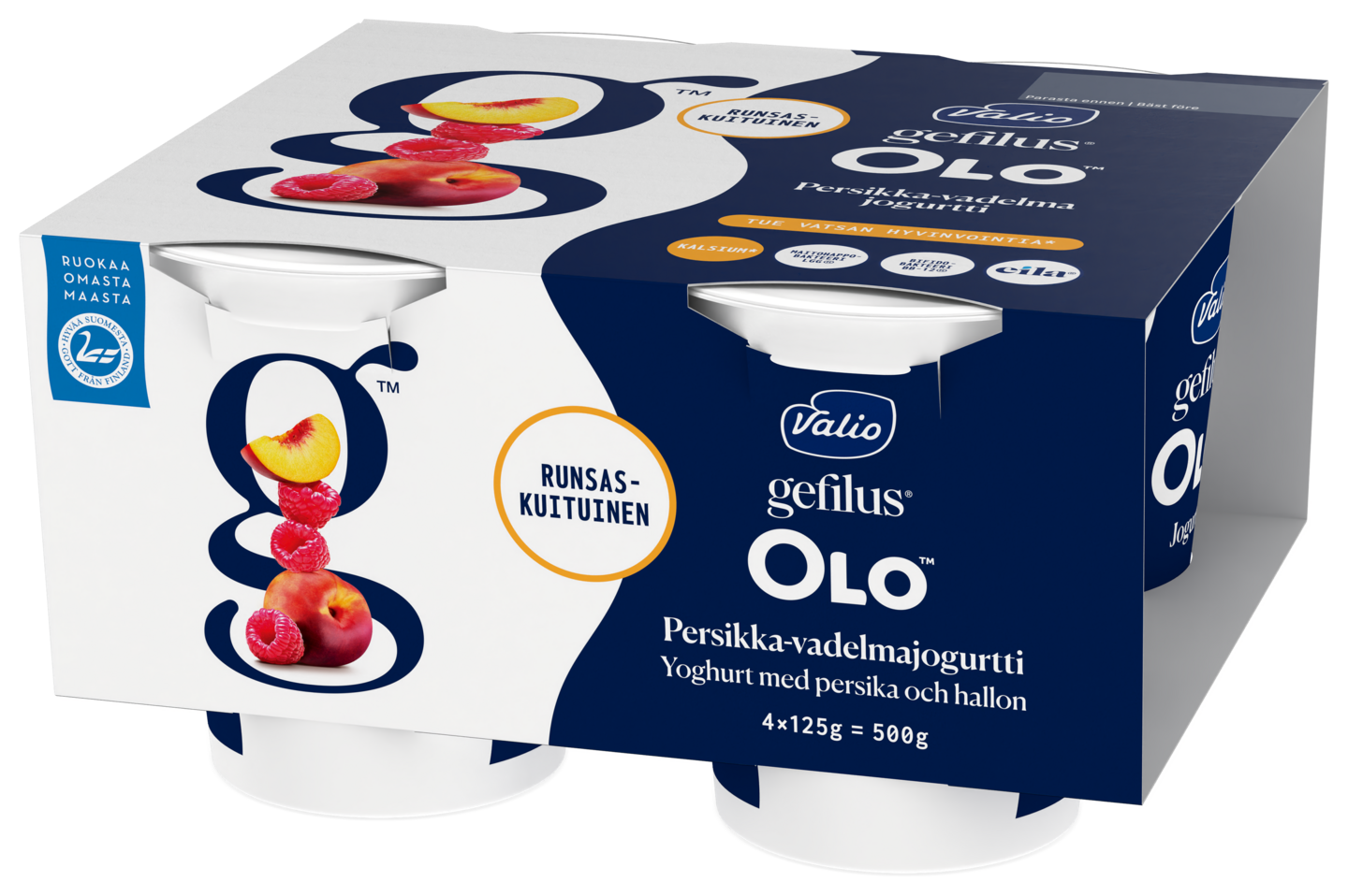 Valio Gefilus OLO jogurtti 4x125 g persikka-vadelma laktoositon